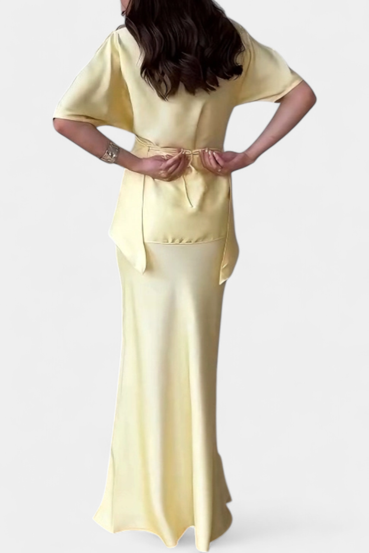 Conjunto de top con tirantes cruzados y falda vaporosa Veleda