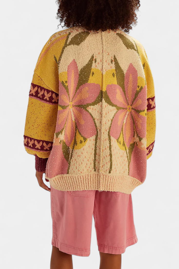 Cárdigan de punto Casey con diseño floral y corte relajado.