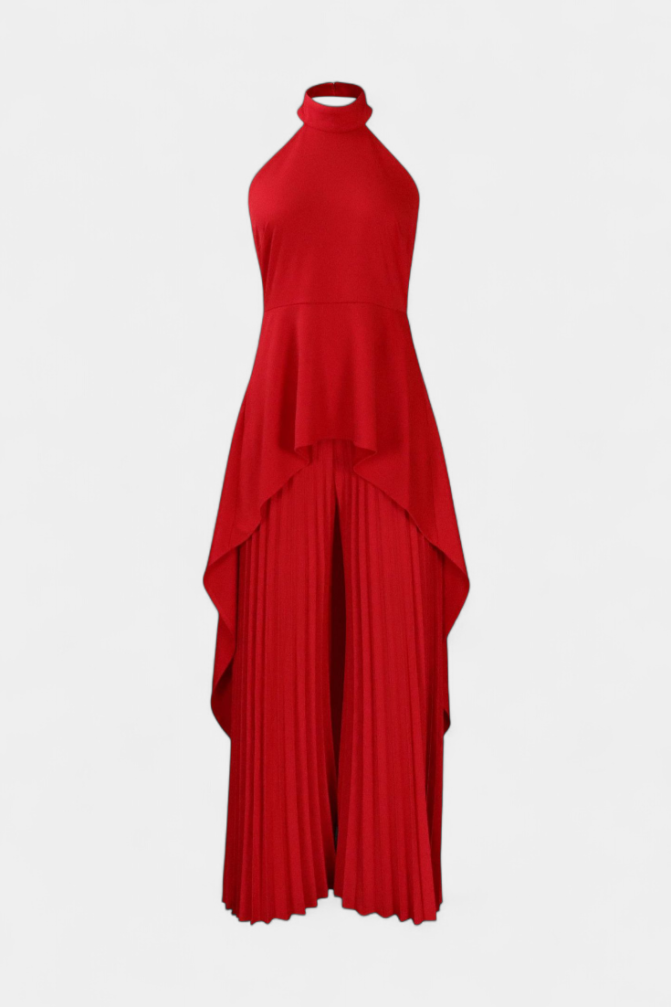 Conjunto asimétrico Chrysoula con pantalón plisado