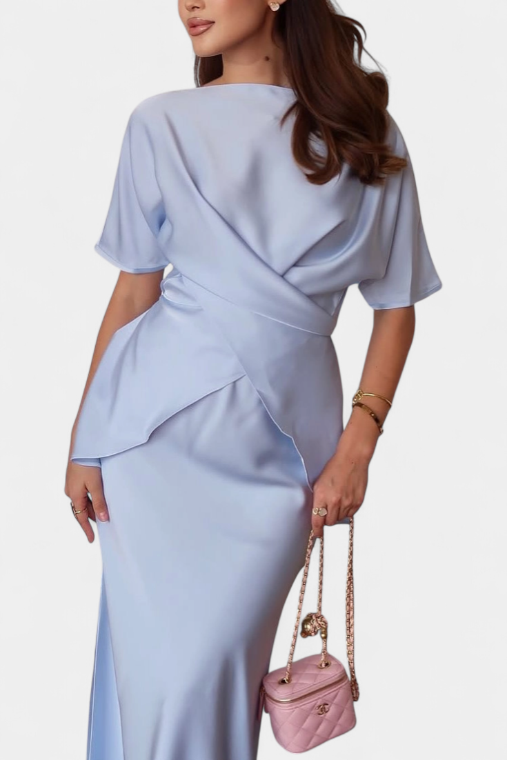 Conjunto de top con tirantes cruzados y falda vaporosa Veleda