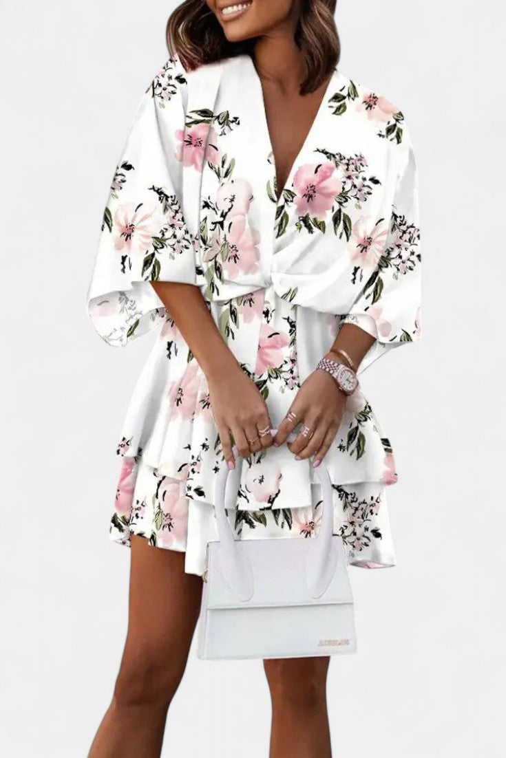 Vestido mini Eliza con nudo delantero y volante