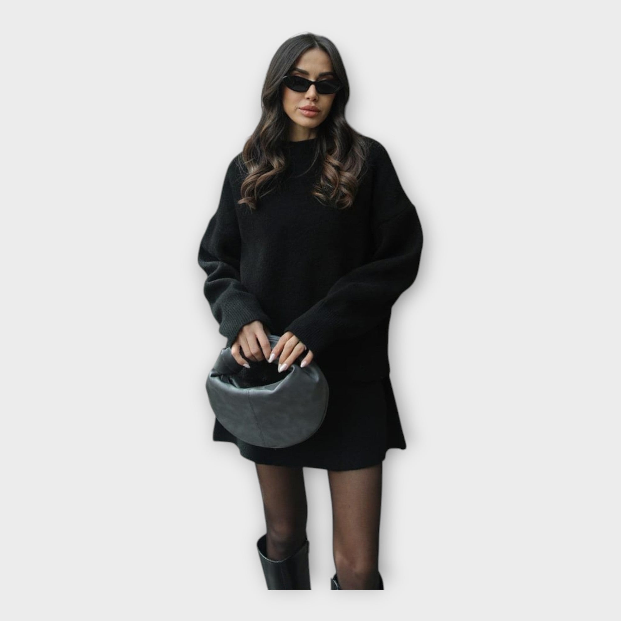 Conjunto de Blusa y Falda de Punto con Línea Moderna